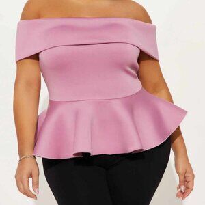 Mauve Off Shoulder Peplum Top